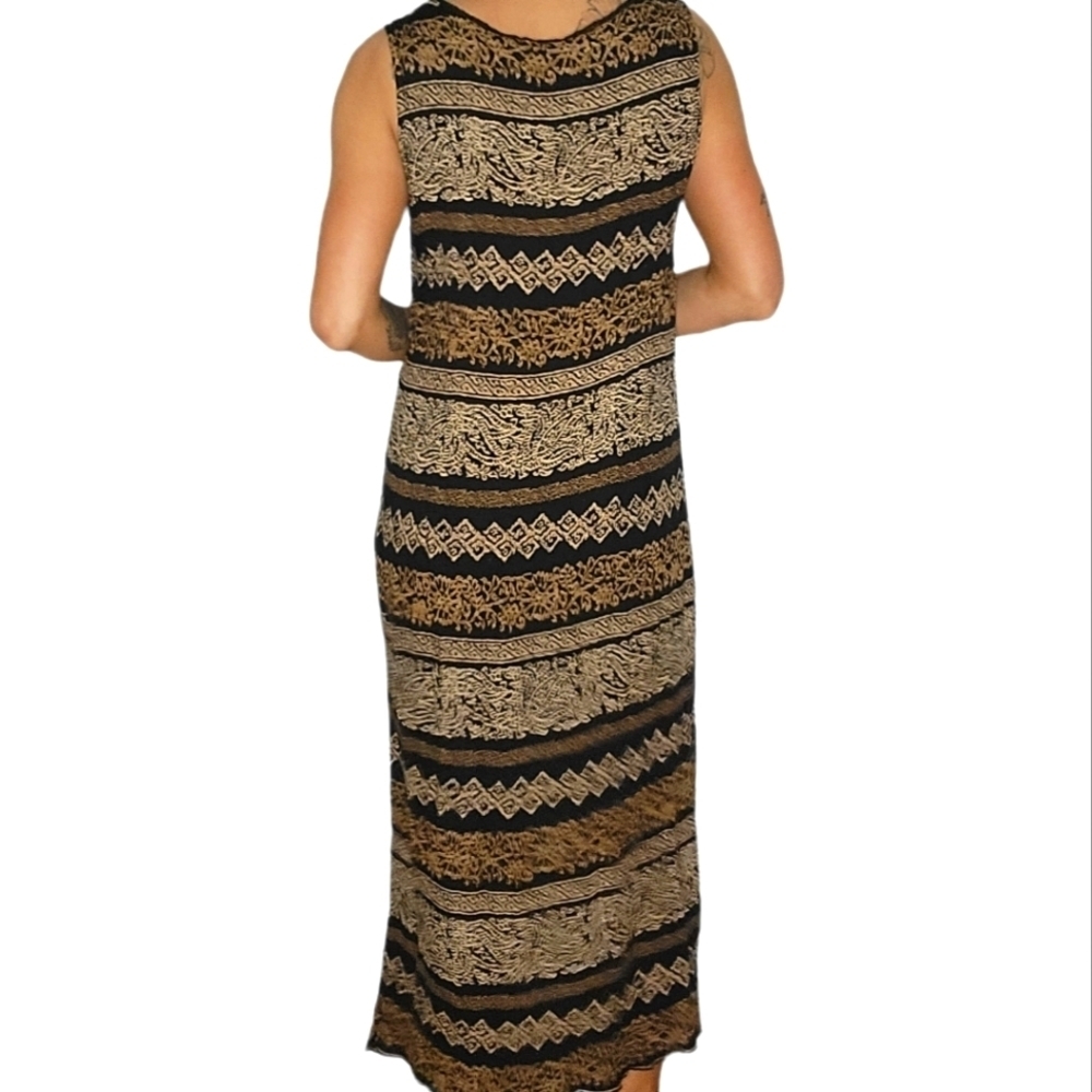 Norton McNaughton Midi Dress Size Medium Brown Black Rayon - Picture 3 of 3